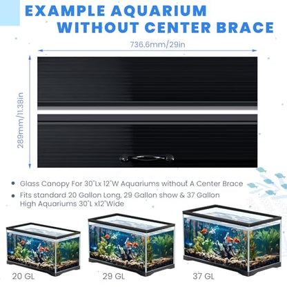 Sieral Aquarium Lids Canopy Set, 30 x 12 Inch, Black, 1 Pcs | Polycarbonate Greenhouse Panels, 29 x 11.38 x 0.24 In, for 20/29/37 Gallon 30" x 12" Aquarium without Center Brace - color: Black, size: 30 x 12 Inch