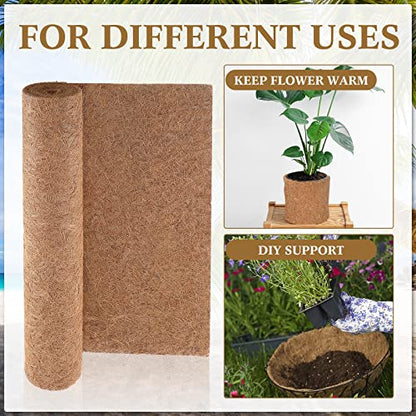 Fabbay 2 Pcs 24 x 120 Inch Coconut Coir Liner Roll Natural Coconut Plant Liner Sheets Coconut Fiber Mat for Planters Gardening Window Box Flower Basket Decor Animal Pet Pad Reptile Carpet