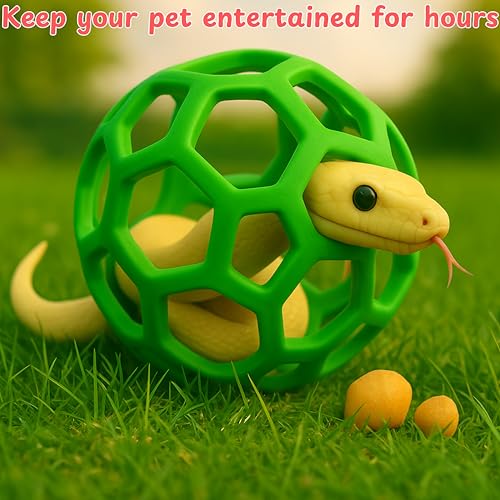 Snake Enrichment Toys Ball with Hammock, Reptiles Climbing Toy Hammock, Small Snakes Enrichment Toys Activity Ball With Chain, Snake Tank Accessories, Crested Gecko Tank Accessories (Green, L) - color: Green