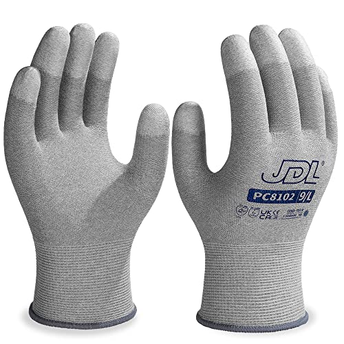 JDL ESD Work Gloves, Anti-Static Gloves for PC Building, 6 pairs, Computer Installation & Repair, High Resistance Carbon Fiber Gloves, Medium - color: Gray(pack of 6), size: Medium