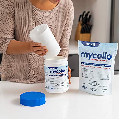 Mycolio Hospital Grade Disinfectant Wipes - 6" x 7” - Disinfecting Antibacterial Sanitizing Cleaning Wipes - 6 canisters, 960 Wipes