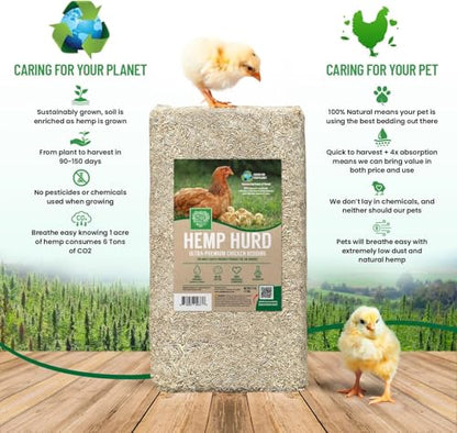 Small Pet Select Hemp HURD Chicken Coop Bedding, Odor Control, 18 lb | Ultra-Premium Biodegradable Bedding, Eco-Friendly Odor Control, Low Dust, For Chicken Coops, Runs & Brooders - size: 18 LB