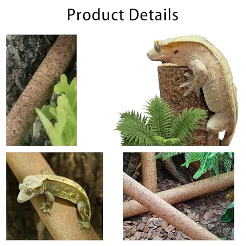 Cork Branch for Reptiles – 15.7" Natural Climbing Wood Sticks for Crested Geckos, Tree Frogs, Bearded Dragons, Snakes, Lizards & Chameleons – Perfect Terrarium Habitat Decor