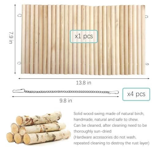 Hamiledyi Chinchilla Wooden Suspension Bridge Platform Toy, Small Animal Climbing Toys for Guinea-Pigs Sugar Glider Squirrel and Other Small Animals (Birch) - color: Birch