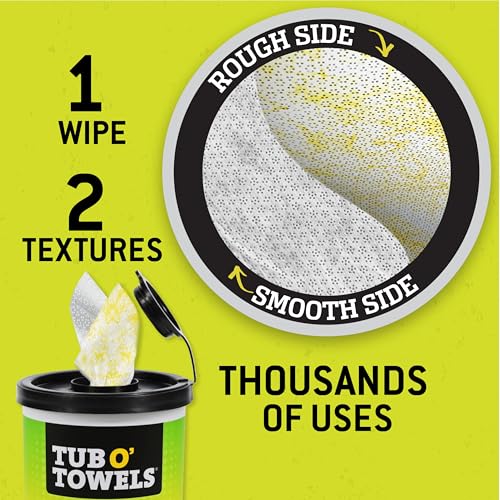 Tub O’ Towels TW75 Heavy-Duty 10" x 12" Size Multi-Surface Cleaning Wipes, Dual Texture, 75 Count Per Canister - size: 1 Count (Pack of 1)