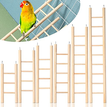 Kigeli 6 Pcs Wood Bird Ladder for Cockatiels, Small Hanging Bird Ladder for Cage, Parrot Step Hanging Climbing Toys for Pets Parakeets, Cockatoo and Lovebirds