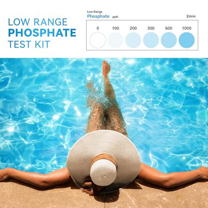 Phosphate Test Kit, Pool Phosphate Test Kit, 50 ct with Colorimetric Tube | Phosphate Test Strips for Hot Tub and Swimming Pool, Quick & Reliable Water Testing - color: White