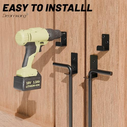 12" Heavy Duty Cane Bolt Gate Drop Rod Extra Thick Hardware Ground Latch for Wood PVC Vinyl Metal Fences Gates, Double Doors, Black Solid Steel-2 Pack - color: 12 Inch