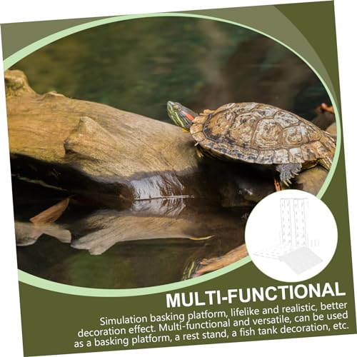 GALPADA Acrylic Turtle Basking Platform Wall Hooks Tortoise Floating Dock for Reptiles Climbing Ramp for Turtle Tanks - size: 17.5X15.5X12CM