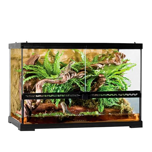 Reptile Glass Tank 18"*14"*14" Terrarium Habitat with Double Front Opening Door and Top Screen Ventilation for Bearded Dragon,Lizard,Leopard Gecko,Snake,Hermit Crab,Turtle - size: 18x14x14inch