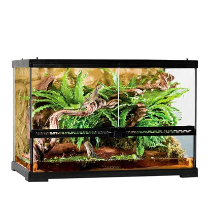 Reptile Glass Tank 18"*14"*14" Terrarium Habitat with Double Front Opening Door and Top Screen Ventilation for Bearded Dragon,Lizard,Leopard Gecko,Snake,Hermit Crab,Turtle - size: 18x14x14inch