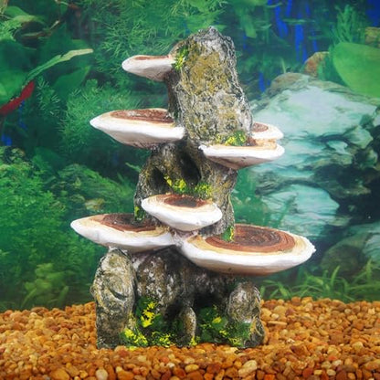 Penn-Plax Deco-Replicas Tree Trunk with Shelf Mushrooms Aquarium Decoration - Double-Sided Ornament with Stable Base - Durable Resin for Freshwater & Saltwater Tanks - Brown, 5.5 x 4 x 7.5 in - size: Medium