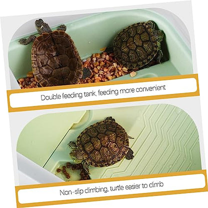 Abaodam Turtle Tank with Basking Platform Dual Use Turtle Habitat Escape-Proof Design with Drainage System