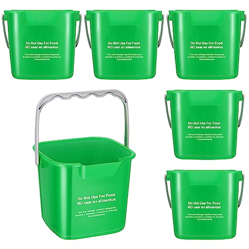 Roshtia 6 Pcs 3 Quart Sanitizing Cleaning Bucket Square, Green | Sanitation Bucket Samll Sanitizer Pails for Restaurant Commercial Kitchen Cleaning, Detergent Storage for Office School - color: Green