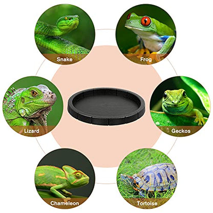 Totority Tortoise Feeding Bowls - 2-Pack Non-Slip Reptile Food Dishes with Smooth Edges, Plastic Pet Feeder for Turtles & Lizards Indoor/Outdoor Use