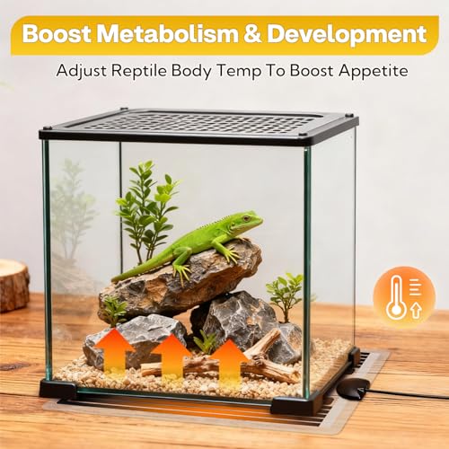 14 W Reptile Heat Pad 11 x 5.9 Inch Reptile Heating Pad Under Tank Terrarium Safe Fast Heating Mat Heat Mat for Turtles Frogs Snakes Lizards Geckos Hermit Crabs Spiders & Other Reptiles - size: upgrade 14W ( 11 x 5.9 Inch)