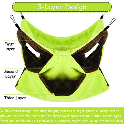 3 Tier Ferret Rat Hammock,Guinea Pig Cage Accessories,11.8x11.8 Inches,Pet Cage Hanging Bunkbed Hammock for Small Animals,Guinea Pig,Ferret,Kitten,Squirrel,Chinchilla,Rat,Parrot - color: green