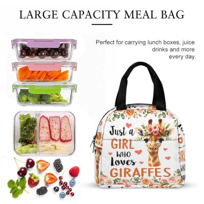 Giraffe Loves Lunch Bag for Women Men | Insulated Lunch Box Leakproof Food Meal Containers Reusable Foldable 6L Capacity Lunch Tote Bags for Work Picnic Travel - color: style-14