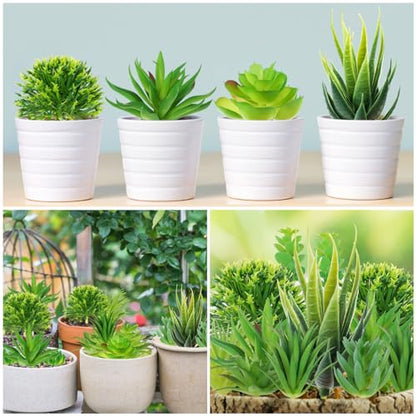 QUOZUO 22pcs Artificial Succulents Realistic Mini Succulent Plants, Green Succulents Small Plants for DIY Crafting Garden Home Arrangement Office Decorations (Unpotted)