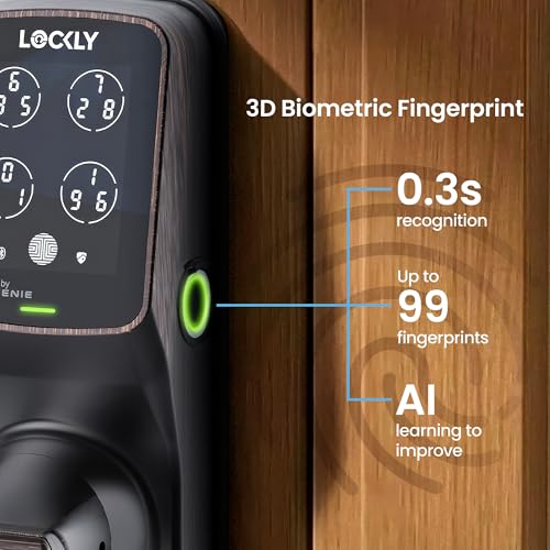 Lockly Secure Pro Wi-Fi Smart Lock with Handle | Keypad Keyless Entry Door Lock with Fingerprint,App Remote Control, Works with Alexa and Google, Auto Lock - color: Venetian Bronze