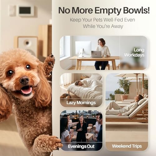 Flexzion Automatic Pet Feeder & Waterer Set of 2 Pack, Self Feeding Replenish Dog Cat Bowls, Gravity Food & Water Storage Container Fountain Jug Pet Supplies Plastic Skid Proof Rubber Feet (1 Gallon) | Self-Replenishing Dry Food Station with Non-Skid Feet