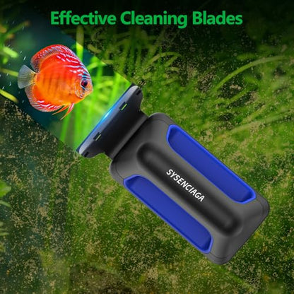 Aquarium Magnetic Glass Cleaner, Floating Scraper, Large | Includes stainless steel and plastic scraper heads for glass and acrylic tanks, plus a soft inner cleaning pad - size: L