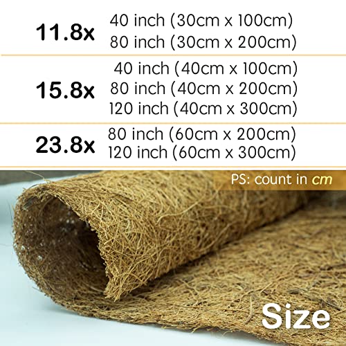 Coco Coir Liner, Yarrdfir 24x80 inch Natural Coconut Liners for planters Flower Basket, Reptile Carpet, Natural Coconut Fiber mat, Garden Decoration, Animal pet pad, Snow Mat - size: 24x80 Inch (Pack of 1)