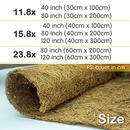 Coco Coir Liner, Yarrdfir 24x80 inch Natural Coconut Liners for planters Flower Basket, Reptile Carpet, Natural Coconut Fiber mat, Garden Decoration, Animal pet pad, Snow Mat - size: 24x80 Inch (Pack of 1)