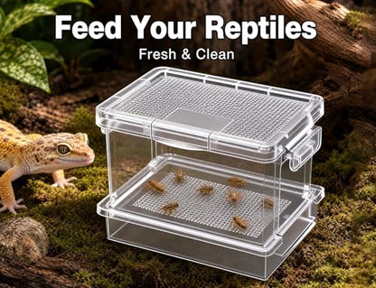 Cricket Keeper – Insect Breeding Box with Feeding Door for Crickets, Dubia Roaches, Mealworms, Transparent Ventilated Cage, Easy Clean Critter Keeper for Reptiles, Live Feeder Insect Container