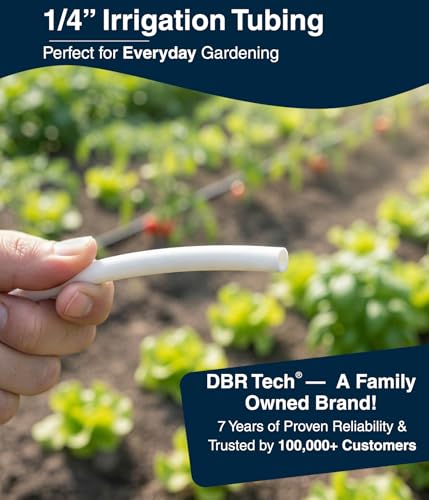 DBR Tech® 1/4 Drip Irrigation Tubing, 100 Feet, Flexible PVC Plastic Drip Irrigation Hose for Gardening, Misting, Hydroponics and DIY Landscape Garden Projects, Blank Distribution (100ft, White) - color: White, size: 100ft