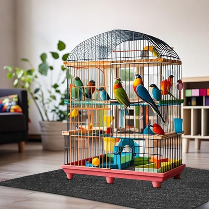 Nuanchu Large Bird Cage Mat, 48 x 48 Inch Under Pet Cage Mat, Absorbent/Waterproof Felt Pad for Bird Cages, Reptile Aquariums, Dog Kennels, with Non-Slip Backing for Hard Floors and Surfaces - size: 48.0"L x 48.0"W x 0.4"H