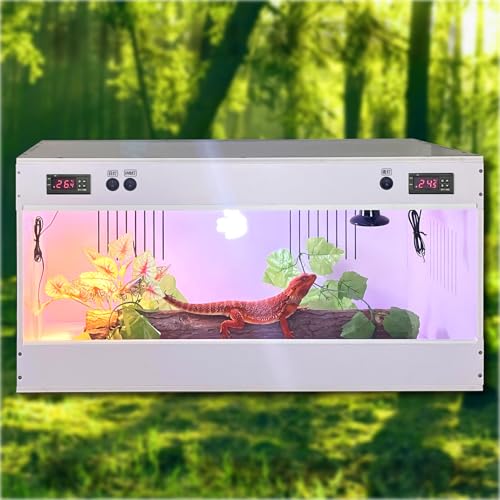 100x50x50cm Smart Dual-Temp Reptile Enclosure, Acrylic Sliding Door, 5 Ceramic Sockets – Versatile Vivarium Tank for Tarantula, Isopod, Lizard, Turtle, Tortoise Habitat & Bug Container - size: 100*50*50CM /39. *19.6*19.6 IN