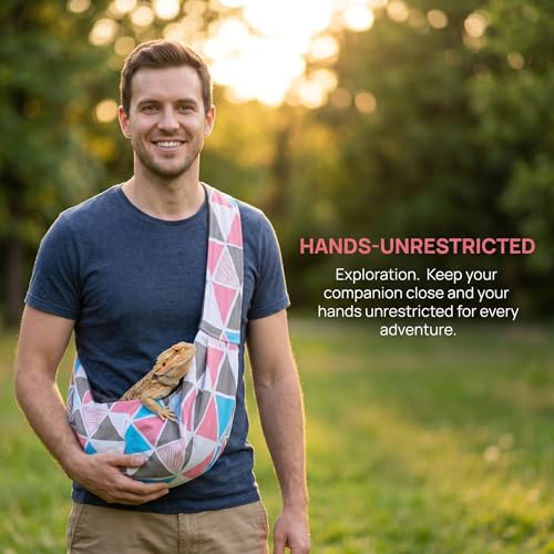 balacoo Bearded Dragon Carrier with Adjustable Strap for Outdoor Travel | Reptile Carrier Sling Bag Backpack, for Small Lizards, Ferrets, Squirrel, Hamsters, for Hiking, Shopping, Outdoor Activities