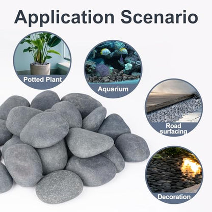 Pulovin 20 lbs River Rocks for Landscaping, Planters, 2"-3" Beach Pebbles | Natural Rocks for Aquarium, Fish Tank, Decorative Garden Stones for Plants, Flower Pots, Vase, Walkways - size: 2-3 Inch