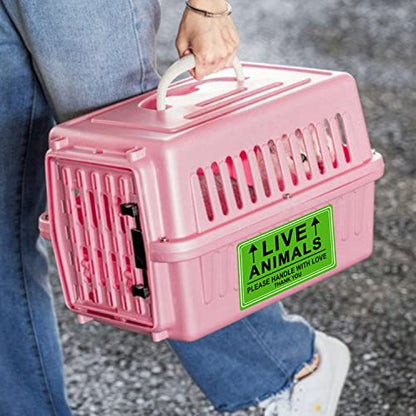 Live Animals Stickers for Pet Crate – 250Pcs Fluorescent Handling Labels for Pet Shipping, Airline Cargo, Breeder Transport, Animal Rescue & Veterinary Clinic – Please Handle with Love