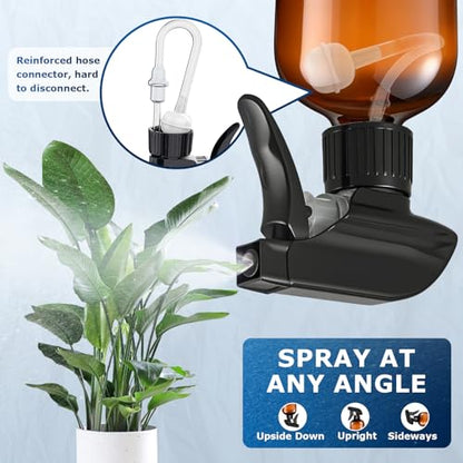 Veco 10oz Spray Bottle with Adjustable Nozzle, 360° Water Spray Bottles for Cleaning Solution, Plastic Spray Bottles for Hair Cooking Plant Pet, No Leak and Clog (3 Pack & Foldable Funnel), Brown - size: 10 oz 3Pack