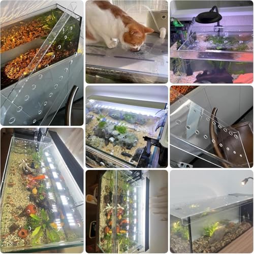 1 Pcs Fish Tank Top Cover for Aquarium, Acrylic Aquarium Anti-Jump Cover/Cat-Proof Terrarium Lid, with Feeding Hole, Fresh Air Screen Cover(60x21.5cm/23.6x8.5inch) - size: 60x21.5cm/23.6x8.5inch