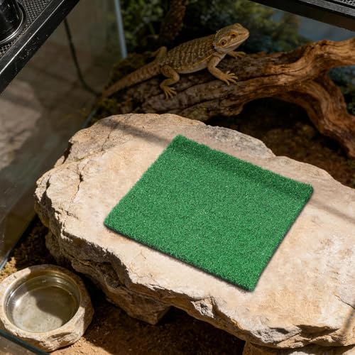 Balacoo Artificial Turtle Basking Platform, 9.8" Square Grass Turf Mat, Turtle Aquarium Basking Grass Turf for Aquarium Reptile Tank Floating Dock Accessory, for Lizard, Snake