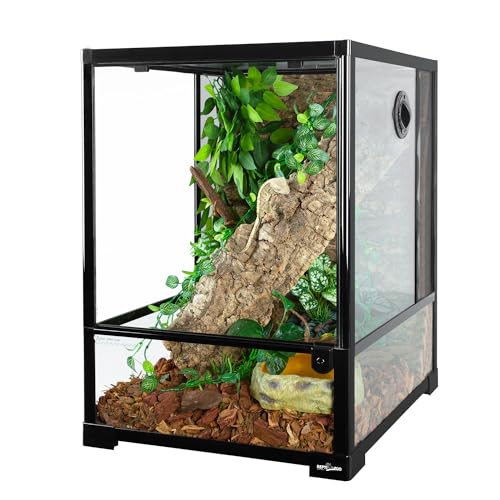 REPTI ZOO 30 Gallon Reptile Glass Terrarium, 18" x 18" x 24" Rainforest Habitat Tank with Front Opening Door, Knock-Down Vertical Reptile Terrarium with Top Screen & Side Mesh Ventilation