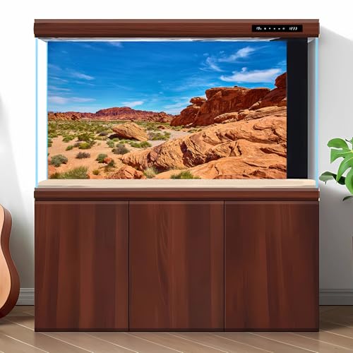 Terrarium Background Red Rocks Reptile Terrarium Background Reptile Tank Background Desert Rocky Bush Thorns Wilderness Reptile Habitat Background Bearded Dragon Tank Aquarium Background 24x12in - color: Oasis Brown, size: 24(W)x12(H)inches/ 60(W)*30cm(H)