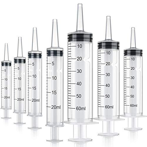 10 Pack Plastic Syringe Liquid Measuring Syringes Without Needle for Epoxy Resin, Craft, Scientific Labs, Feeding Pets Animals, Oil or Glue Applicator (20 ML, 60 ML) - size: 20 ML, 60 ML