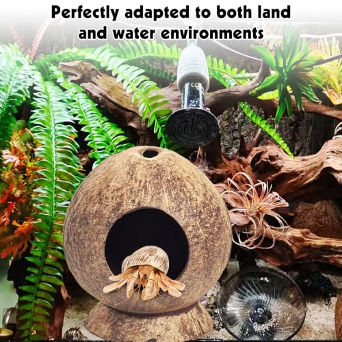 PINVNBY 2 Pcs Natural Coconut Shell Reptile Hide Crested Gecko Tank Accessories for Small Lizard Leopard Gecko Spider Snail Hermit Crab Hideout - size: High-Crowned Style, 2PCS