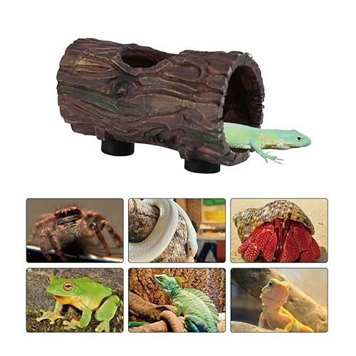 Magnetic Reptile Hide Cave Resin Hollow Tree Trunk Hideout, Gecko Hide with Strong Magnetic Climbing Toy Reptile Tank Accessories for Crested Gecko,Lizard, Terrarium Decor