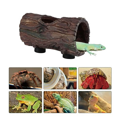 Magnetic Reptile Hide Cave Resin Hollow Tree Trunk Hideout, Gecko Hide with Strong Magnetic Climbing Toy Reptile Tank Accessories for Crested Gecko,Lizard, Terrarium Decor