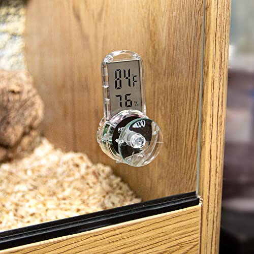 REPTI ZOO Upgraded Reptile Terrarium Thermometer Hygrometer,Digital Pet Temperature and Humidity Gauge with Suction Cup for Reptile Rearing Box Tank,4-Sides Mounting