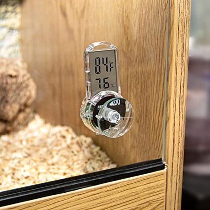 REPTI ZOO Upgraded Reptile Terrarium Thermometer Hygrometer,Digital Pet Temperature and Humidity Gauge with Suction Cup for Reptile Rearing Box Tank,4-Sides Mounting