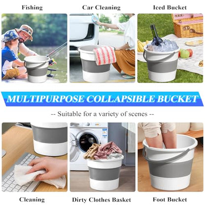 Collapsible Bucket 4.5 Gallon/17L Large Plastic Household Cleaning Mop Buckets Foldable Water Bucket for Car Wash Fishing Camping Beach (White) - color: White