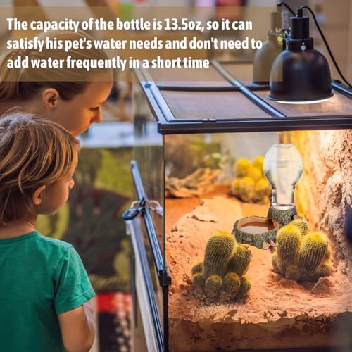 Briwooody 2 Pcs Automatic Reptile Water Dispenser 13.5 oz Large Bearded Dragon Water Bowl Reptile Dish Feeder for Terrarium Tank, Turtle, Geckos, Frog, Tortoise, Amphibians, Lizards