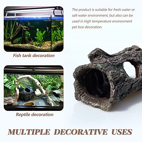 fazhongfa Reptile Hide Tree Trunk Lizard Snake Gecko Axolotl Spider Turtles Bearded Dragon Tank Accessories Large Hollow Log for Aquarium or Fish Tank Resin Wood Decorations Ornament - style: Style-2