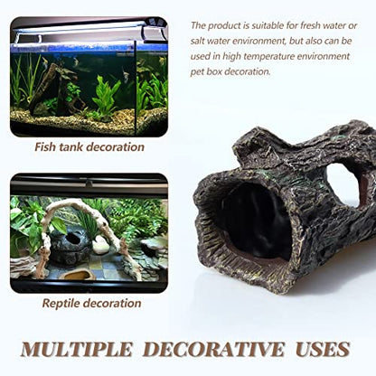 fazhongfa Reptile Hide Tree Trunk Lizard Snake Gecko Axolotl Spider Turtles Bearded Dragon Tank Accessories Large Hollow Log for Aquarium or Fish Tank Resin Wood Decorations Ornament - style: Style-2
